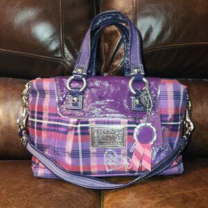 Coach Poppy Tartan Satchel/ Shoulder Bag #15884 - Purple - EUC